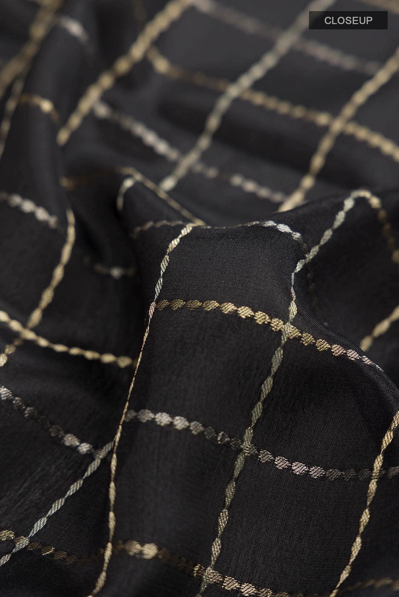 Black Mysore Crepe Saree