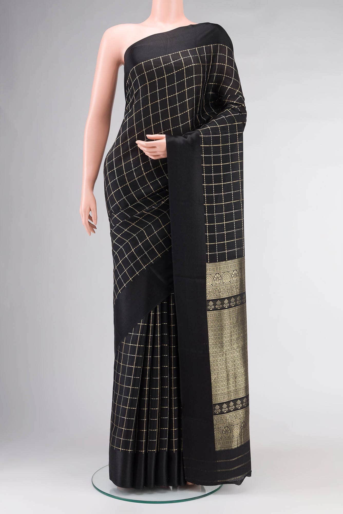 Black Mysore Crepe Saree