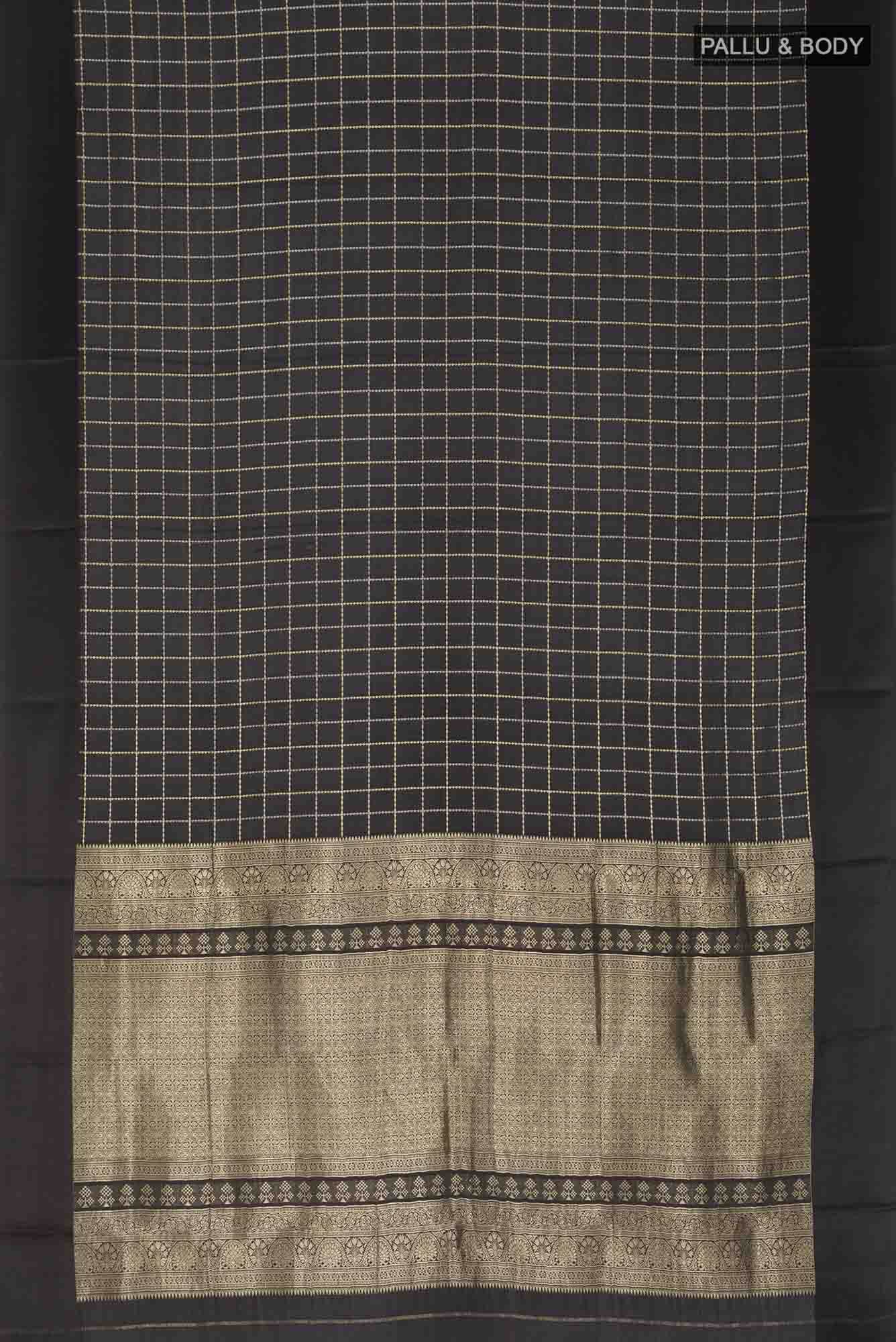 Black Mysore Crepe Saree
