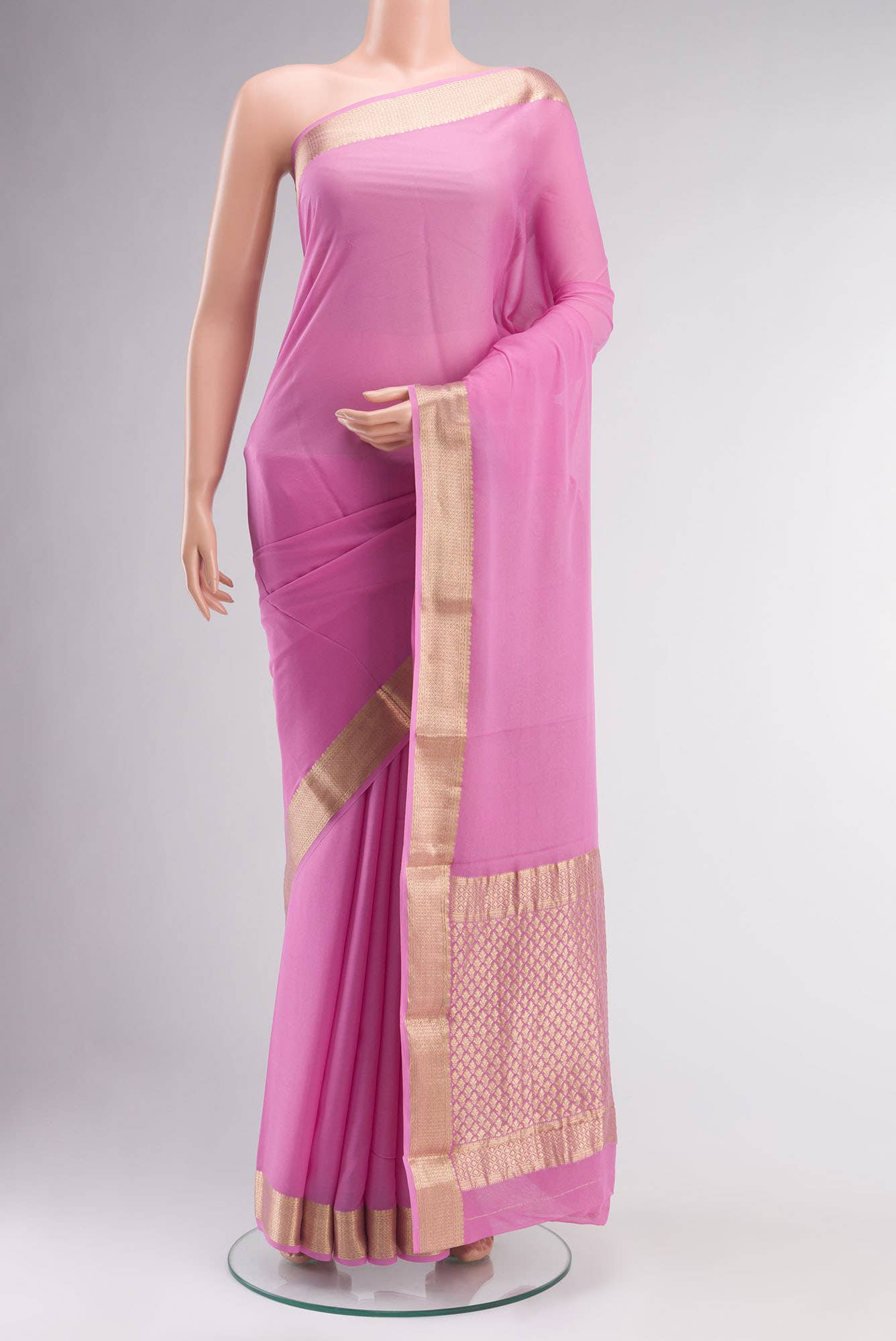 Rose pink Mysore Georgette Saree