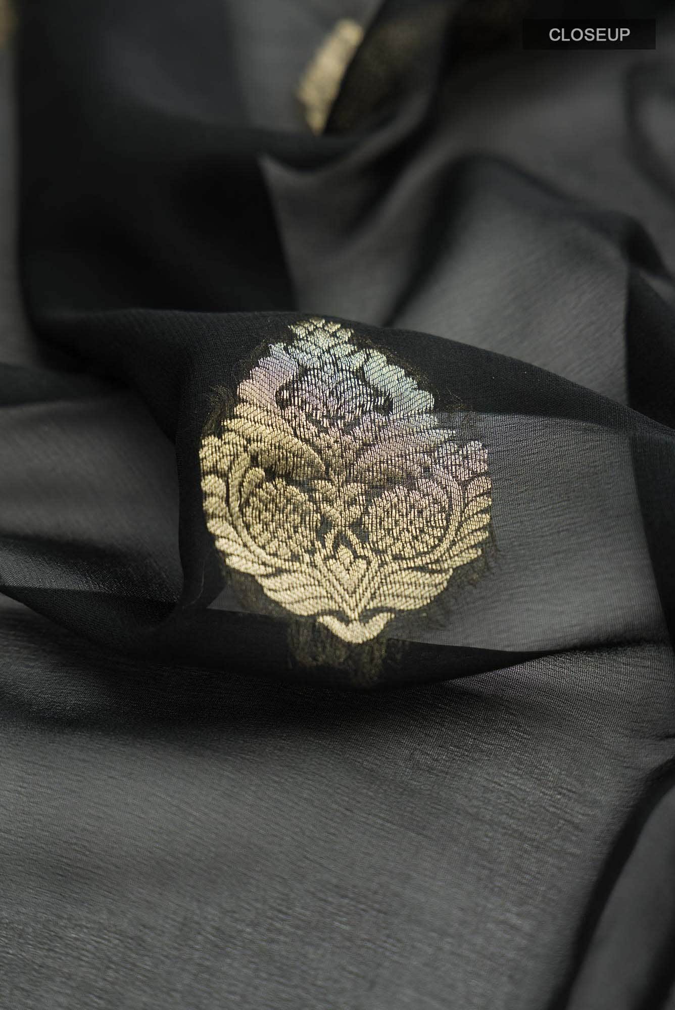 Black Mysore Georgette Saree