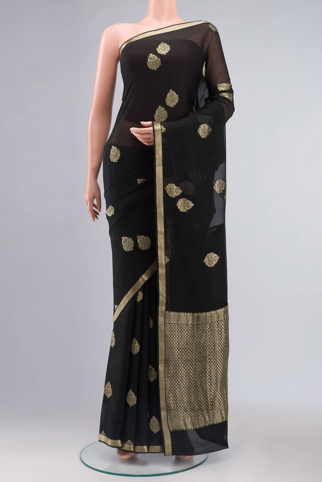 Black Mysore Georgette Saree