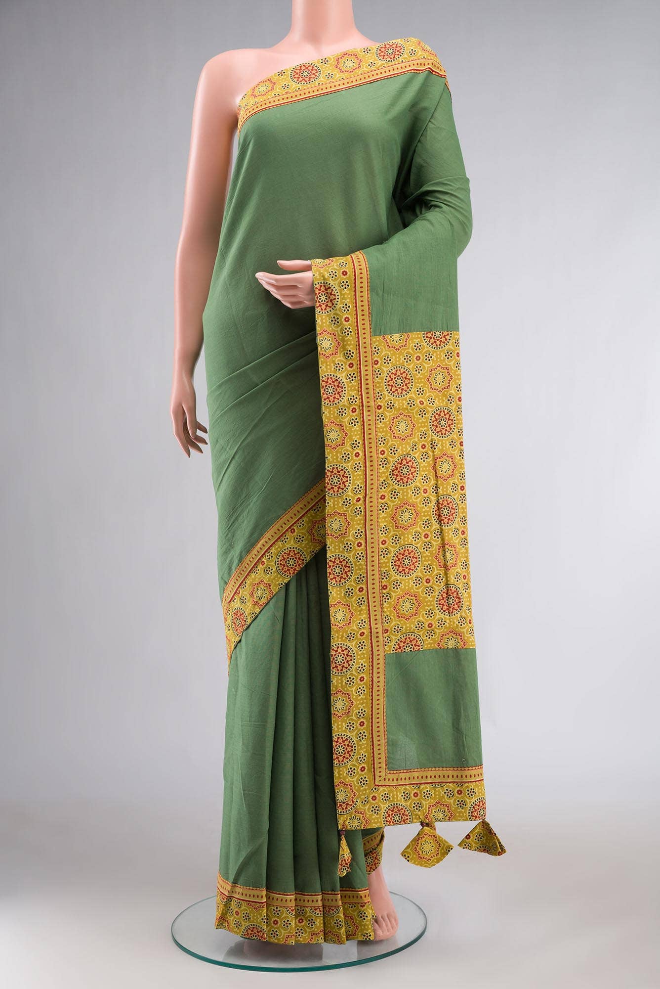 Green Cotton Saree