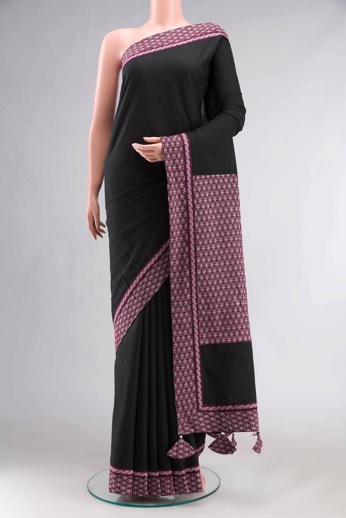 Black Cotton Saree