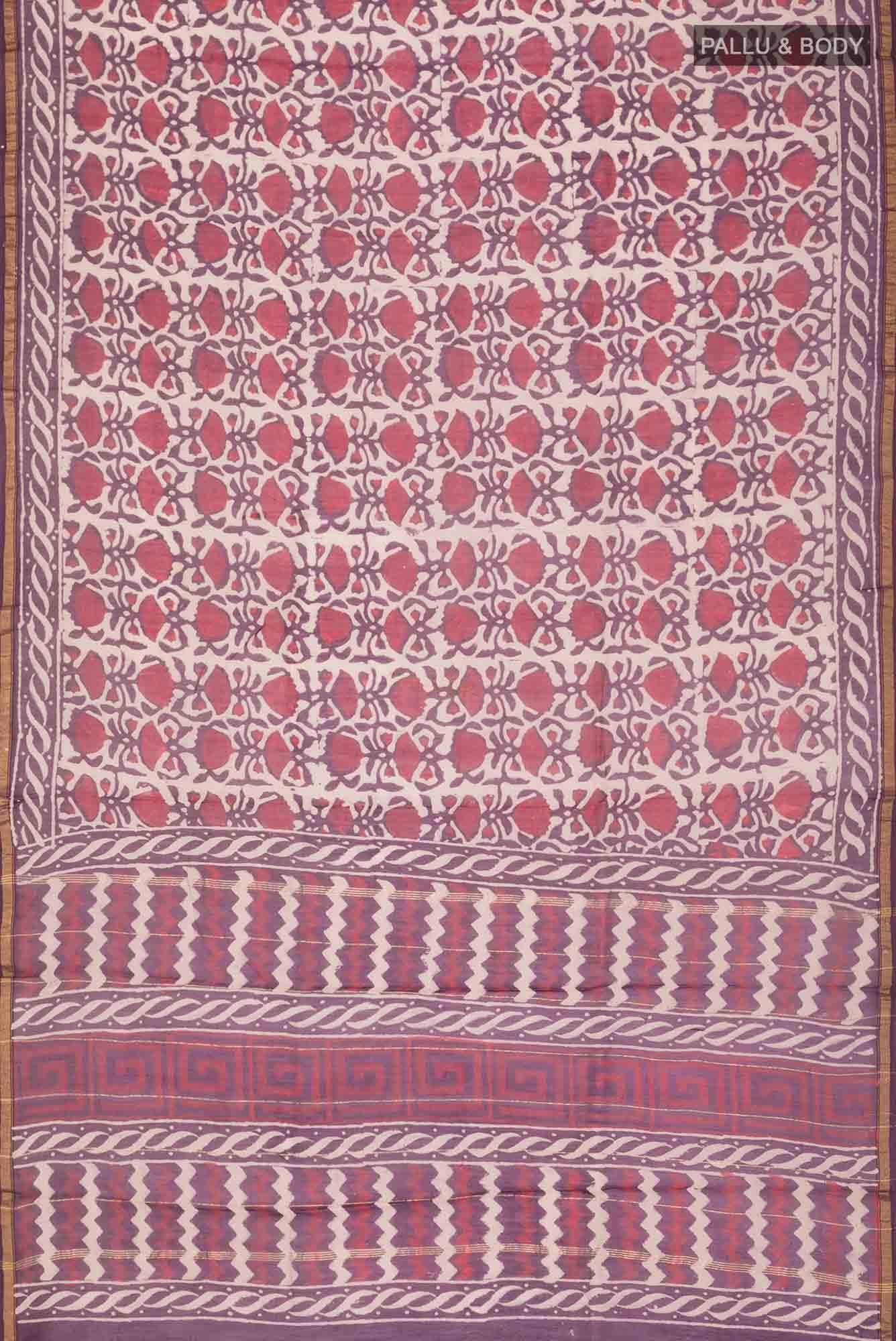 Beige Chanderi Silk Cotton Saree
