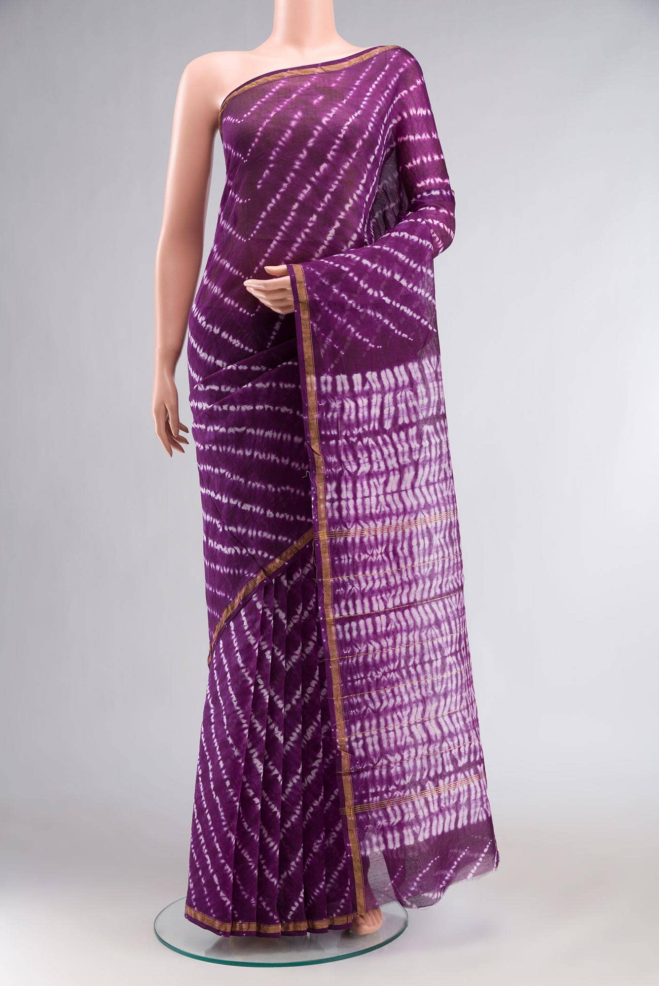 Violet Chanderi Silk Cotton Saree