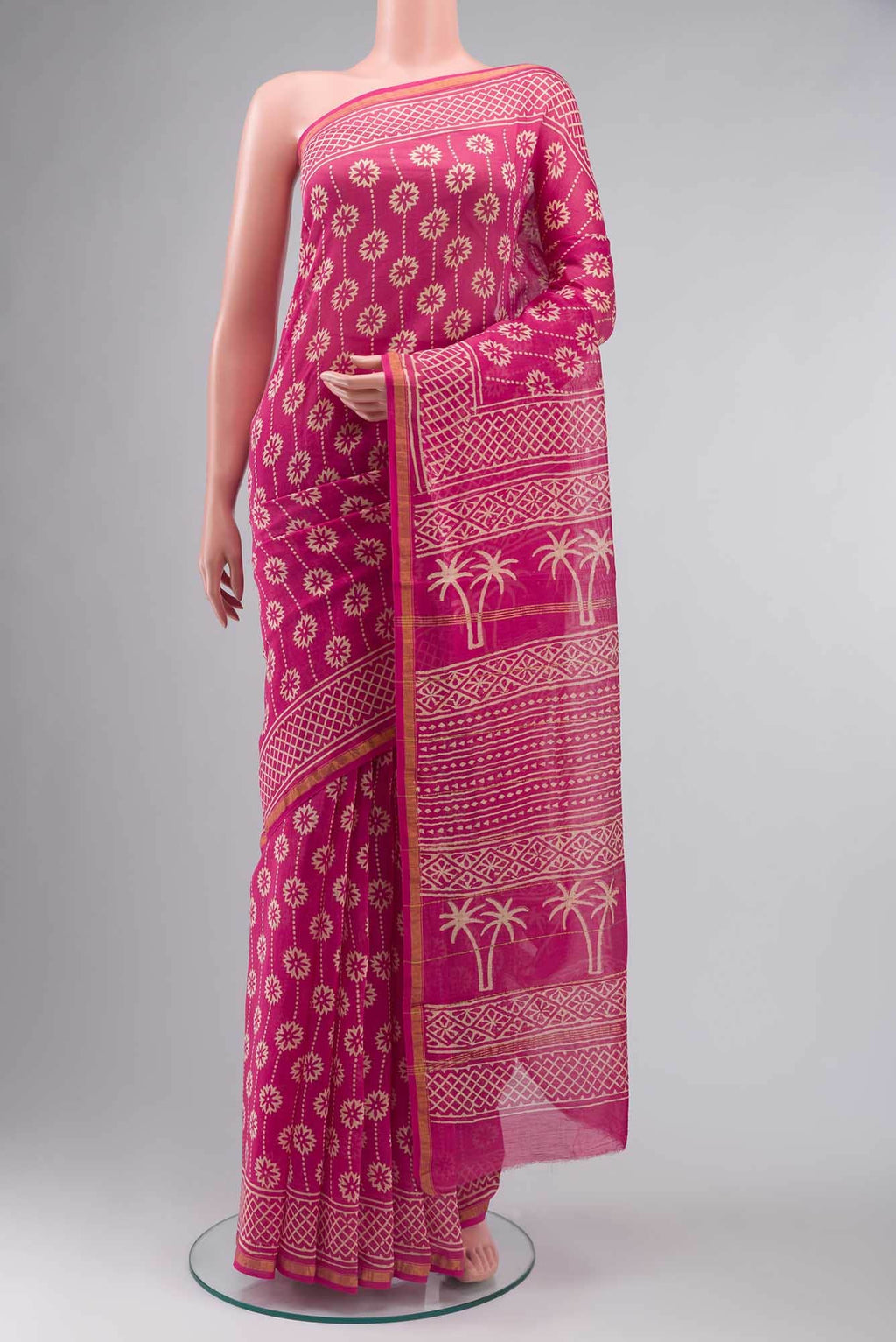 Pink Chanderi Silk Cotton Saree