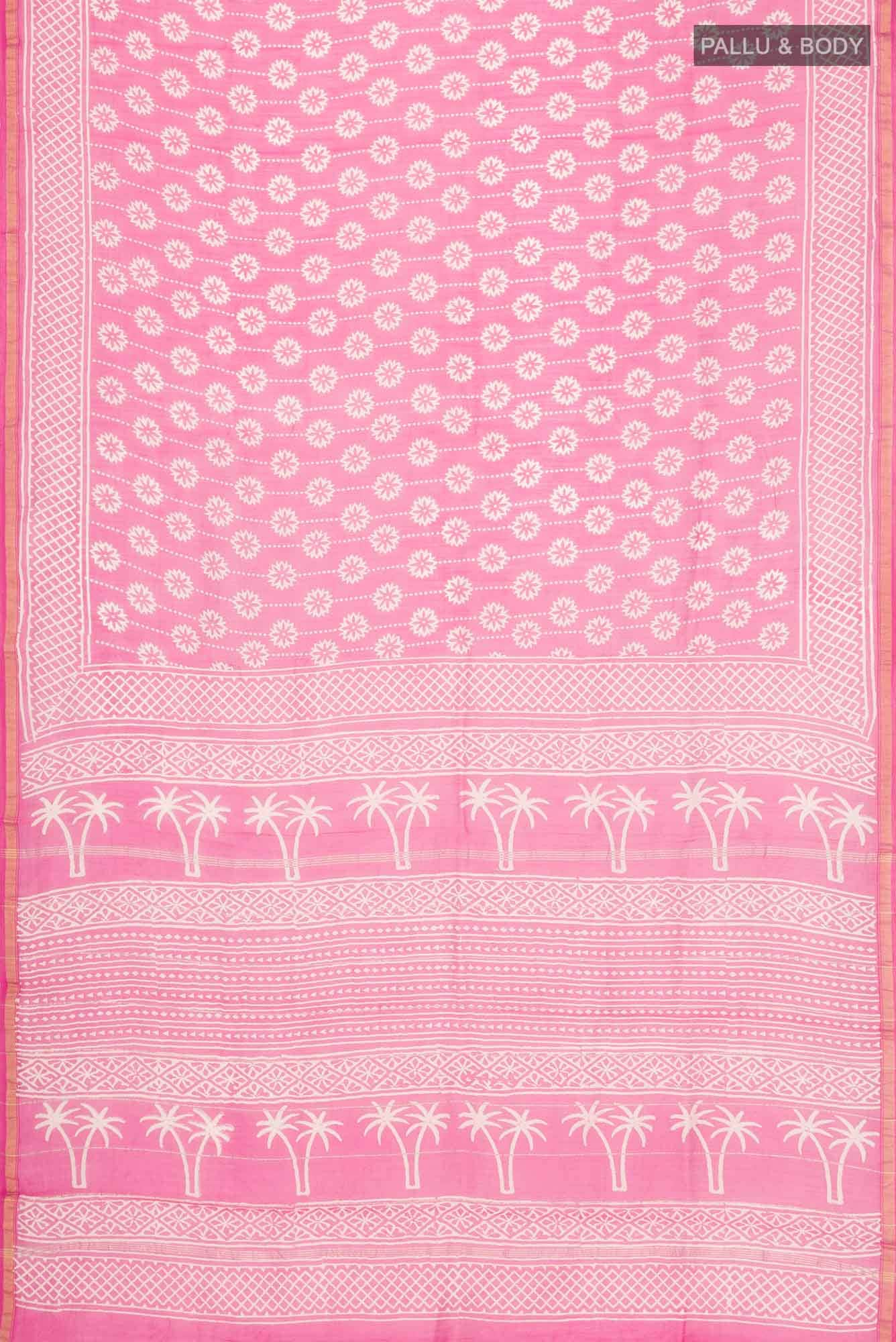 Pink Chanderi Silk Cotton Saree