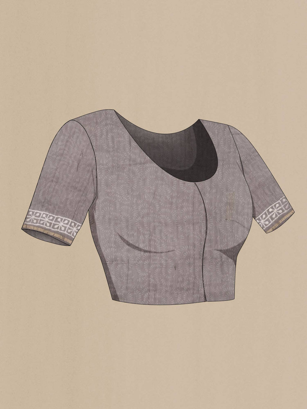 Grey Chanderi Silk Cotton Saree