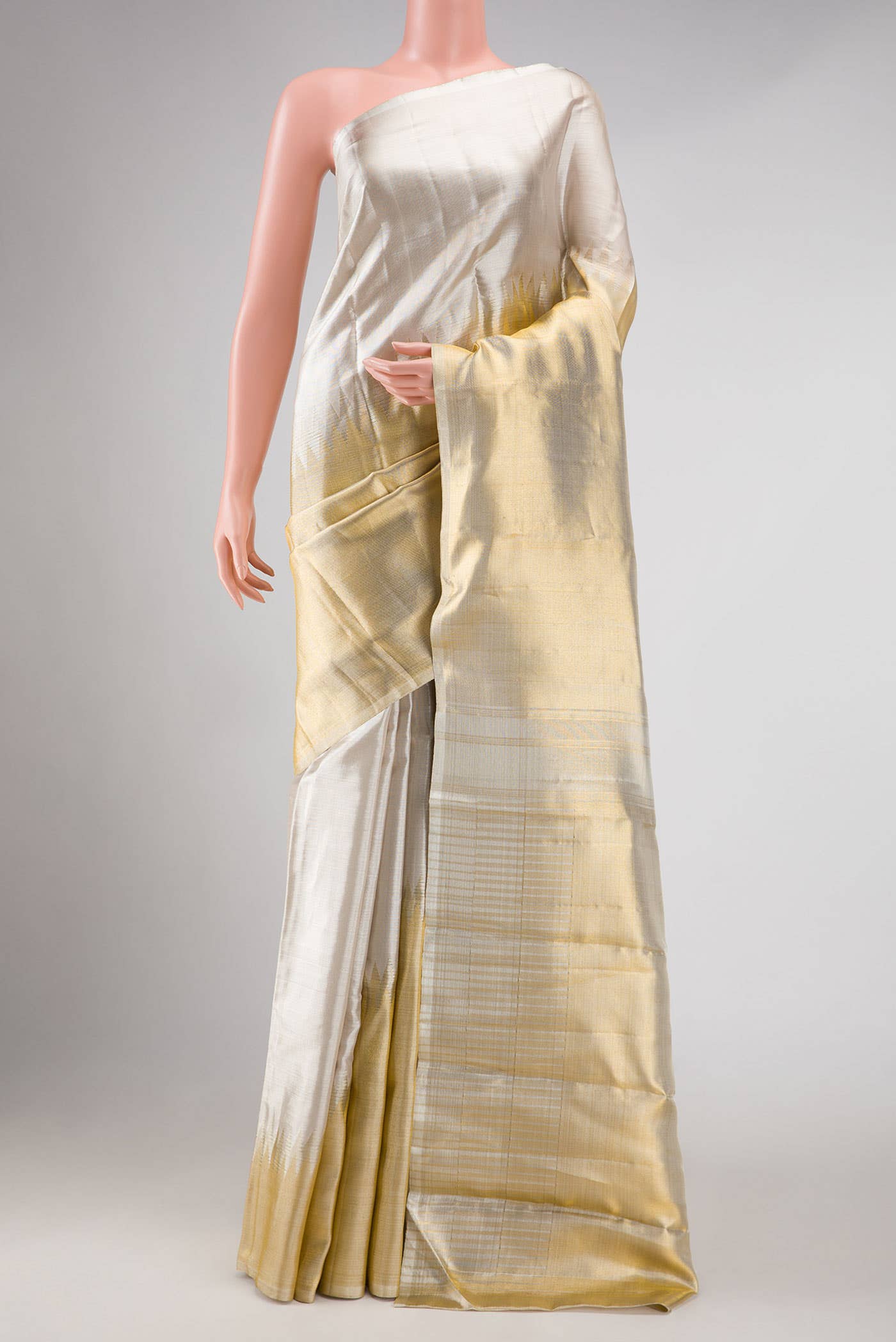 Silver Dual Tone Kanchipuram Tissue Silk Saree