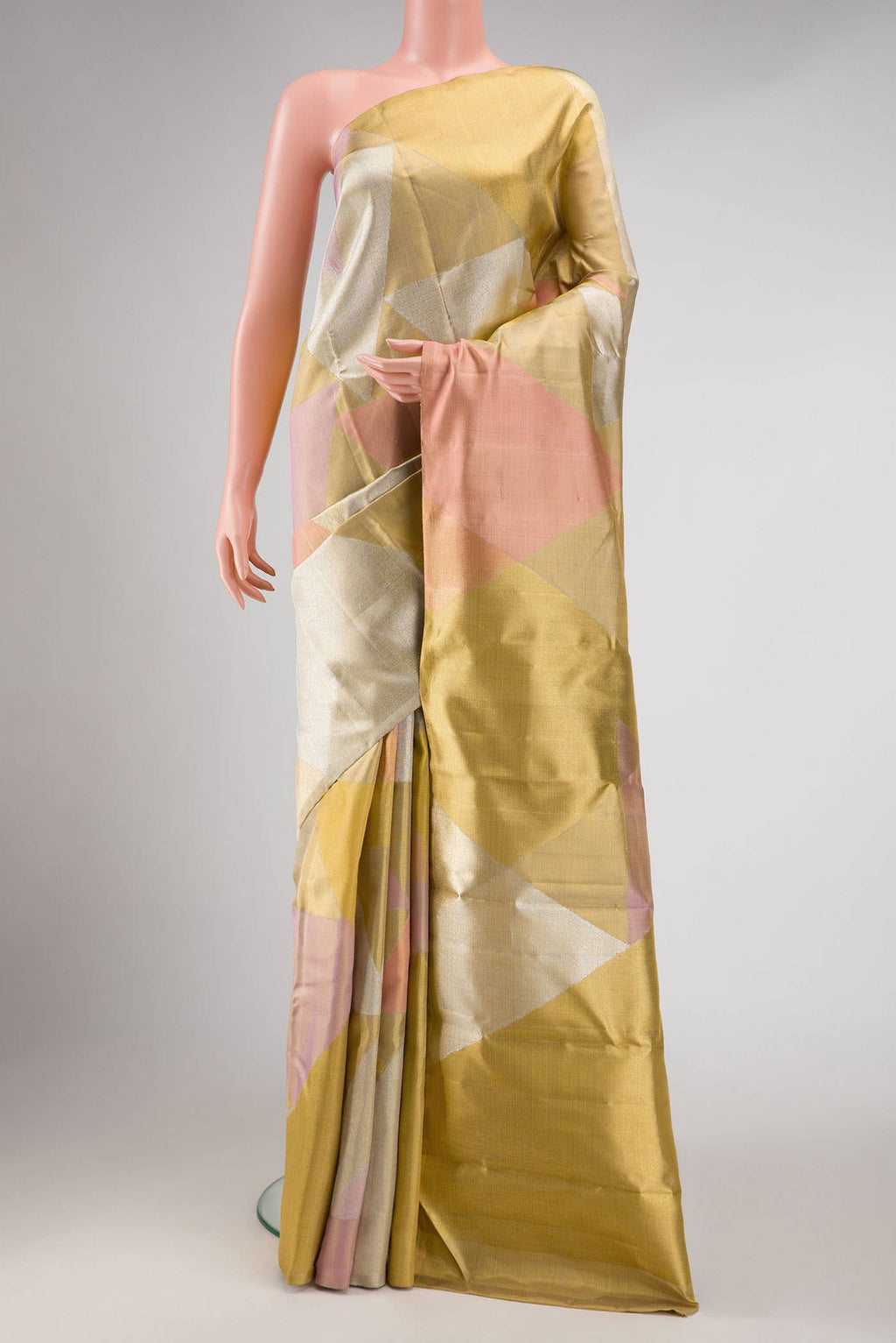 Gold Dual Tone Kanchipuram Tissue Silk Saree