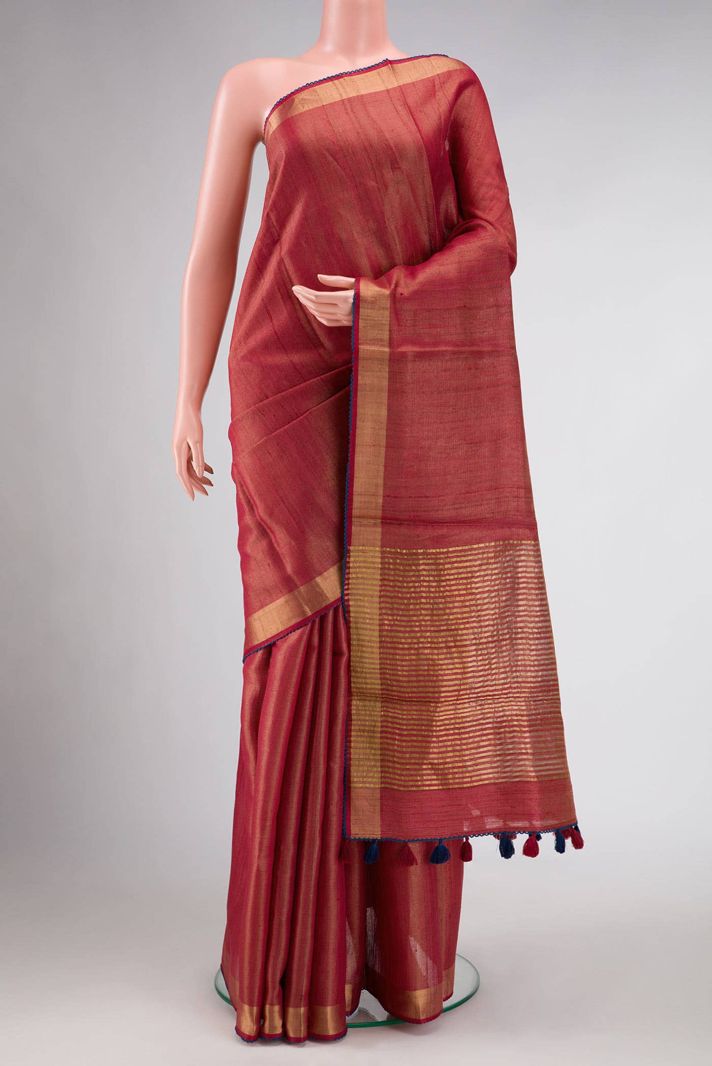 Maroon Dual Tone Tussar Silk Saree