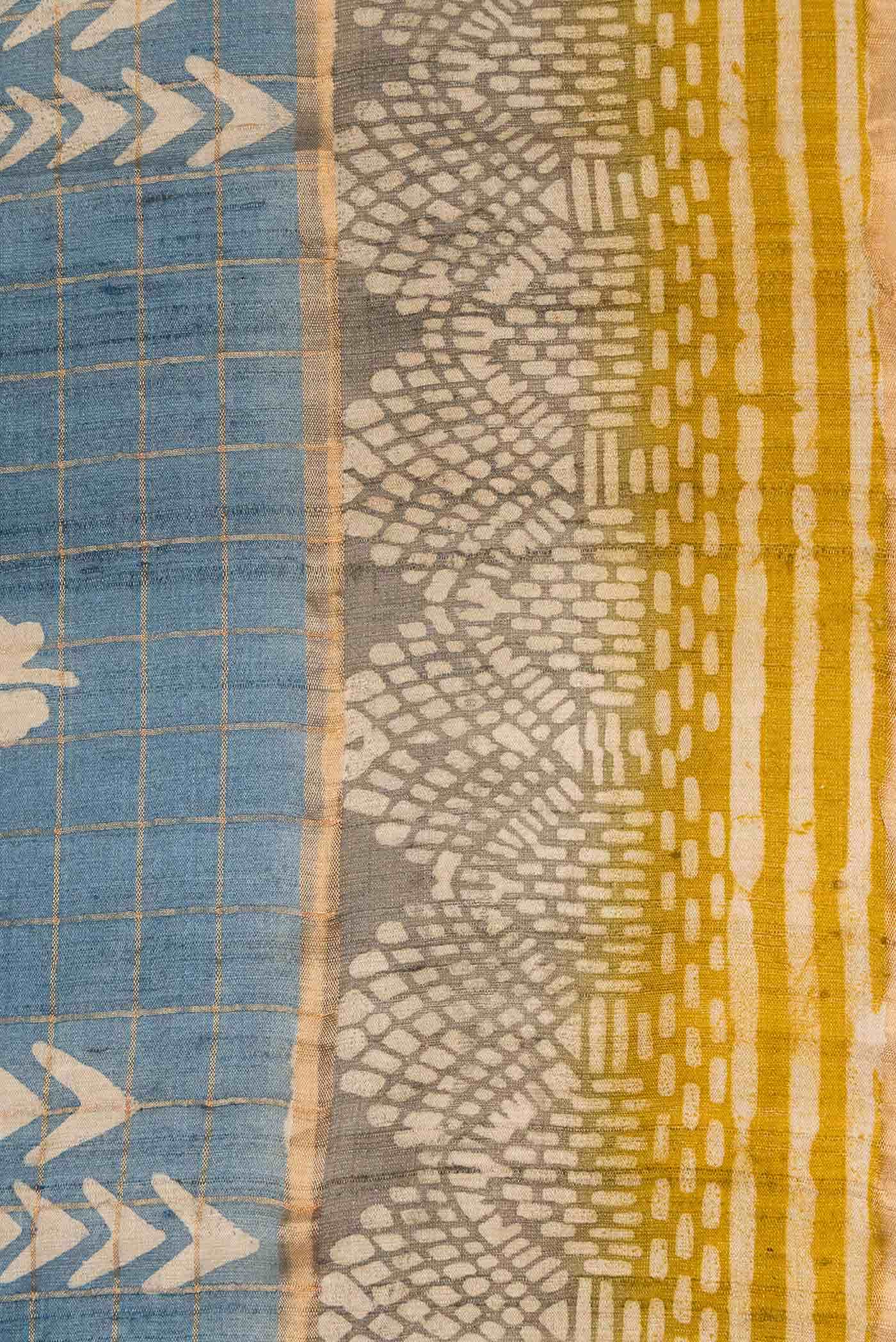 Grey Dual Tone Tussar Silk Saree
