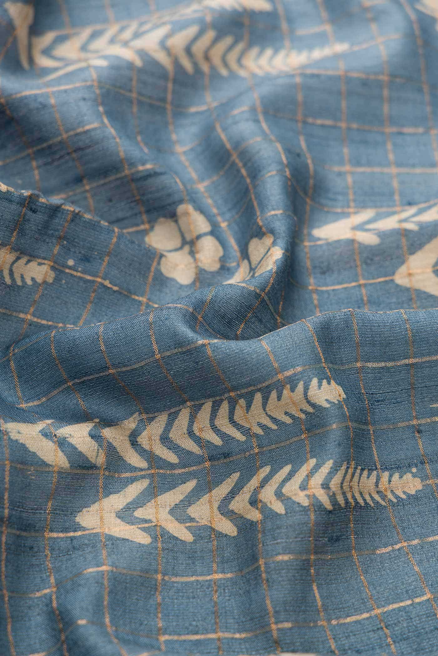 Grey Dual Tone Tussar Silk Saree