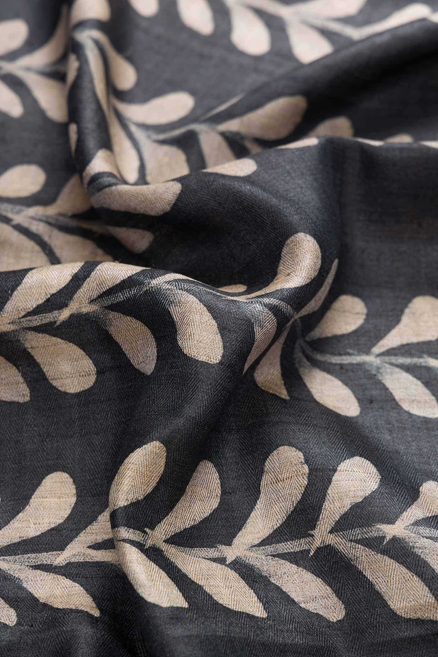Black Dual Tone Tussar Silk Saree