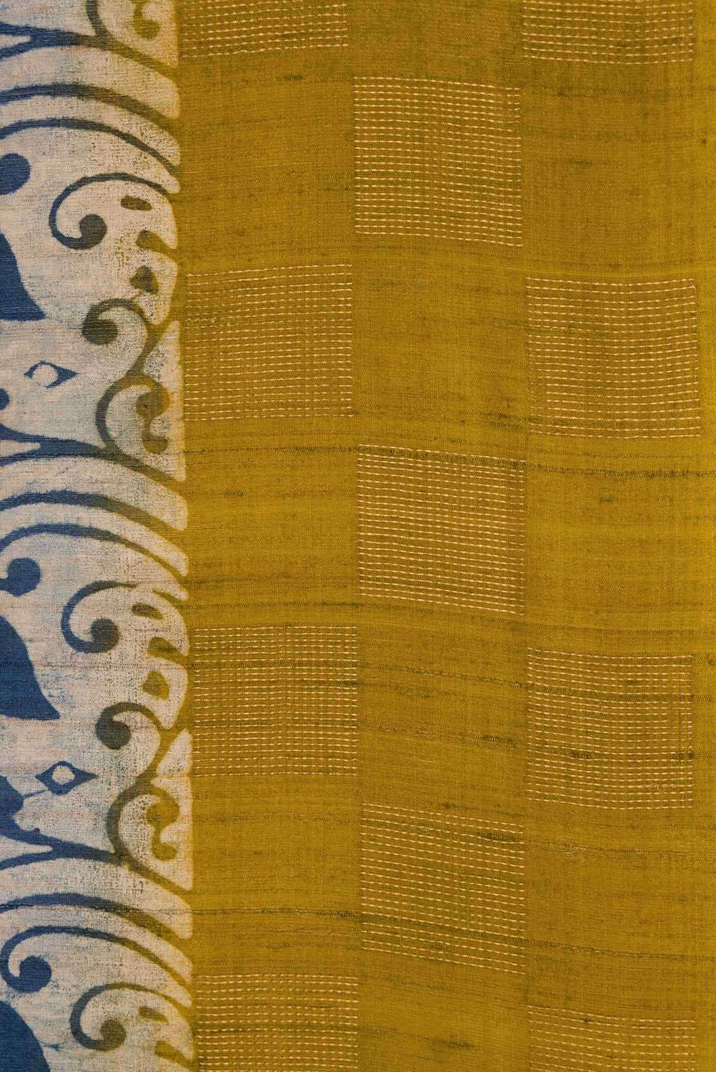 Navy Blue Tussar Silk Saree