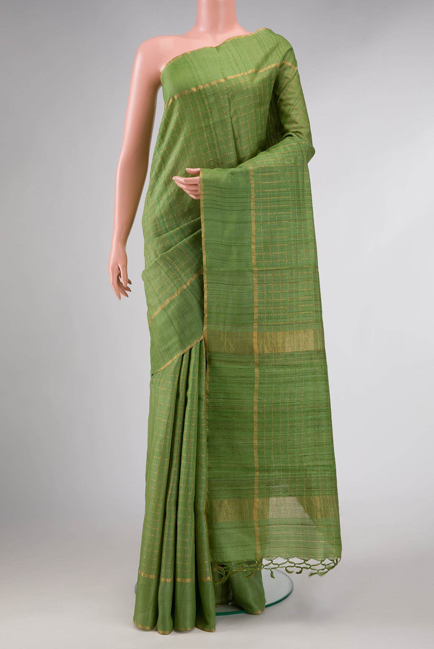 Green Dual Tone Tussar Silk Saree