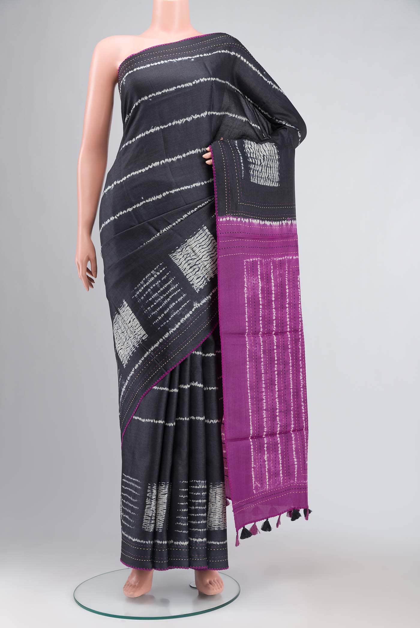 Beige Bhagalpuri Tussar Silk Saree