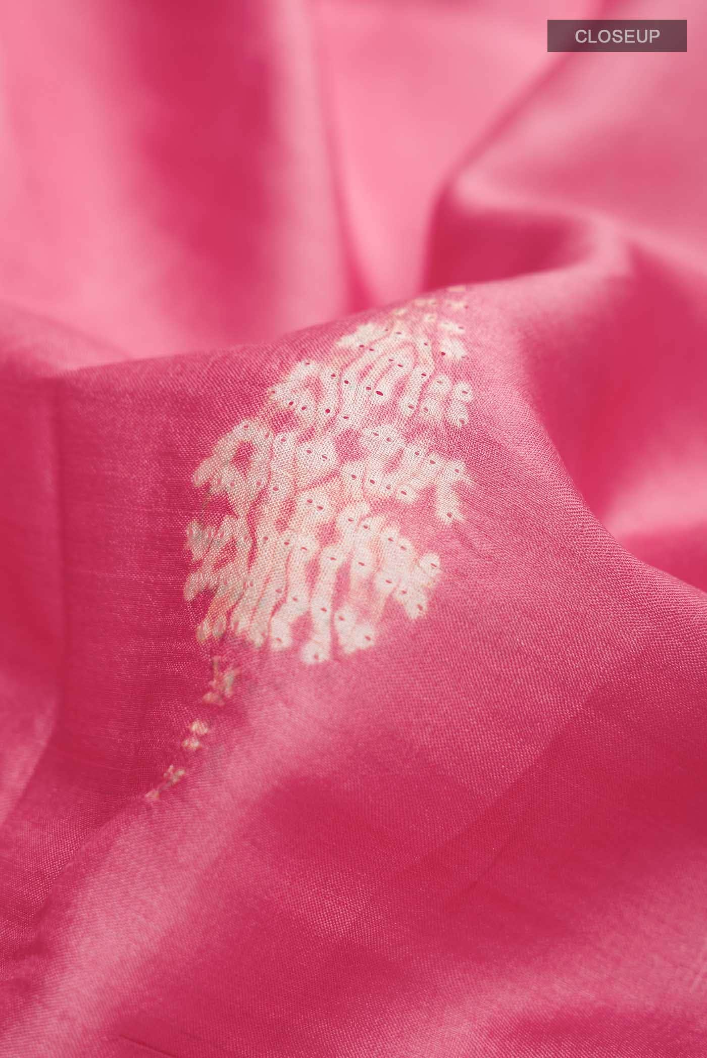 Pink Tussar Silk Saree