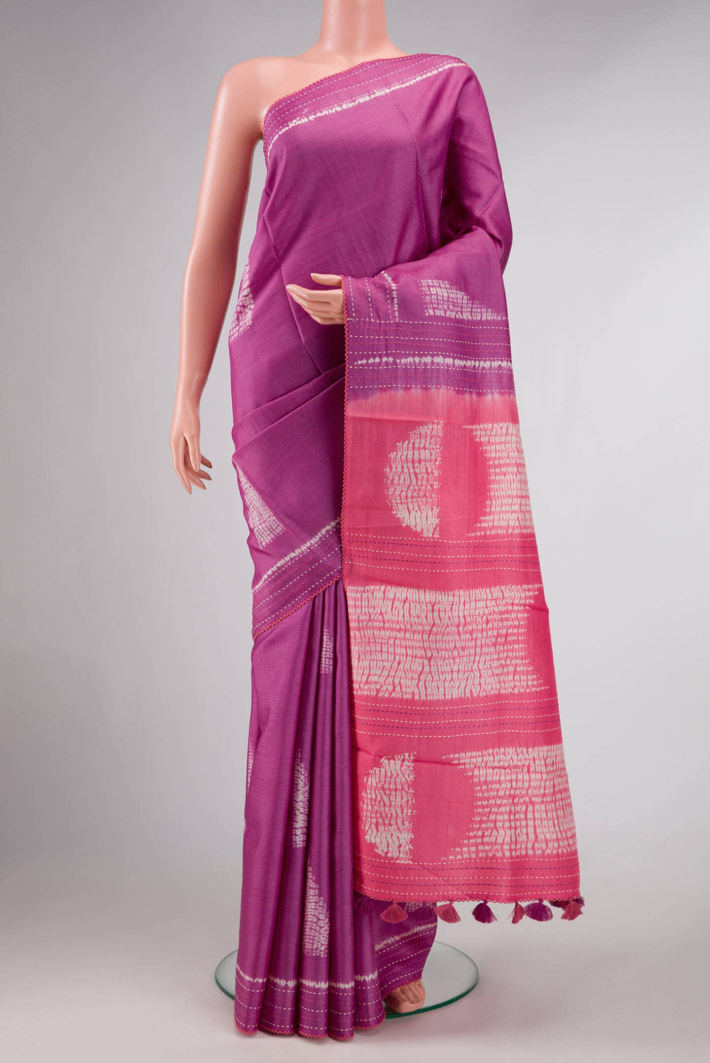 Lilac Dual Tone Tussar Silk Saree