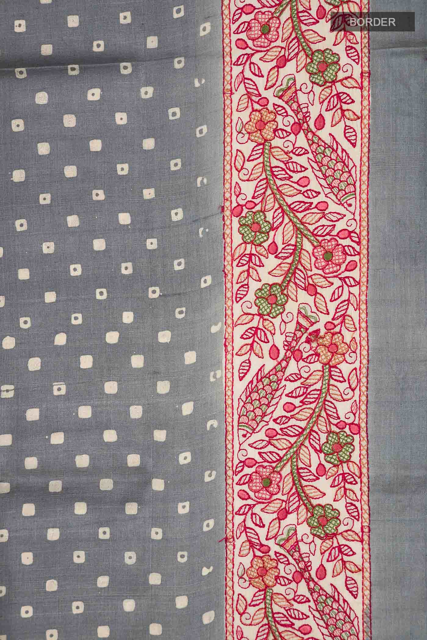 Grey Tussar Silk Saree