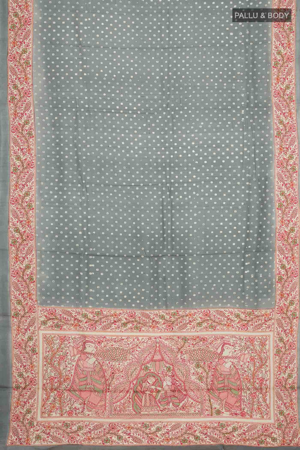 Grey Tussar Silk Saree