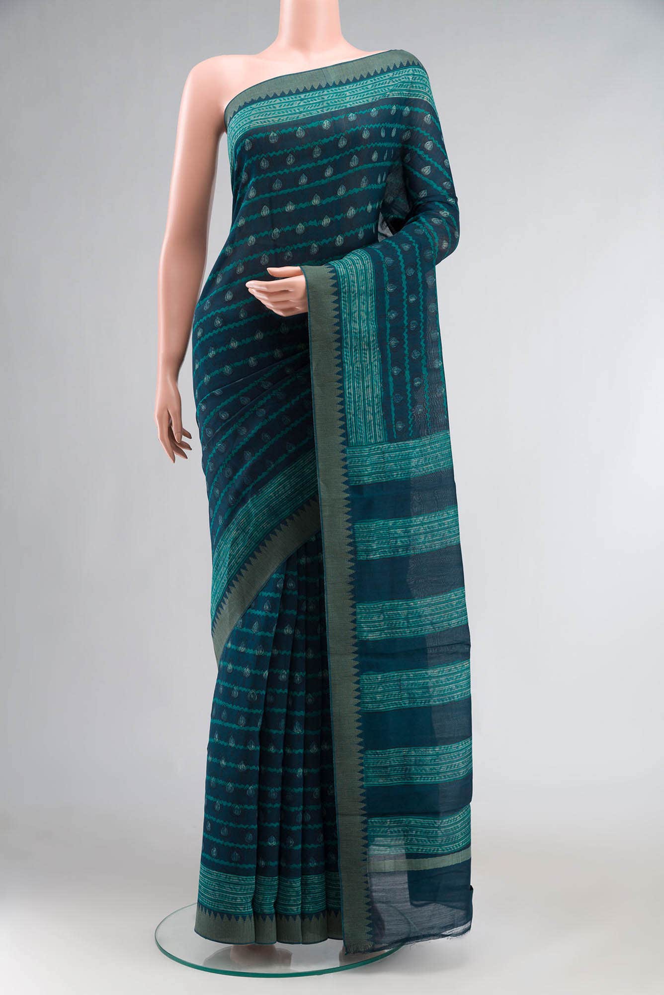 Blue Chanderi Silk Cotton Saree