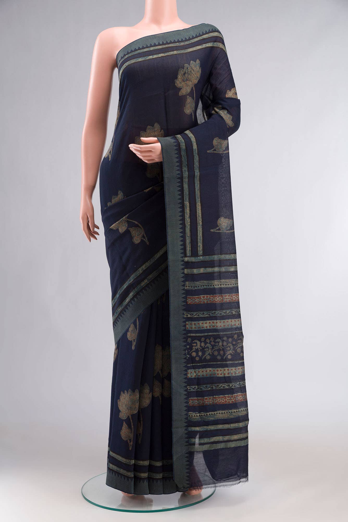 Blue Chanderi Silk Cotton Saree