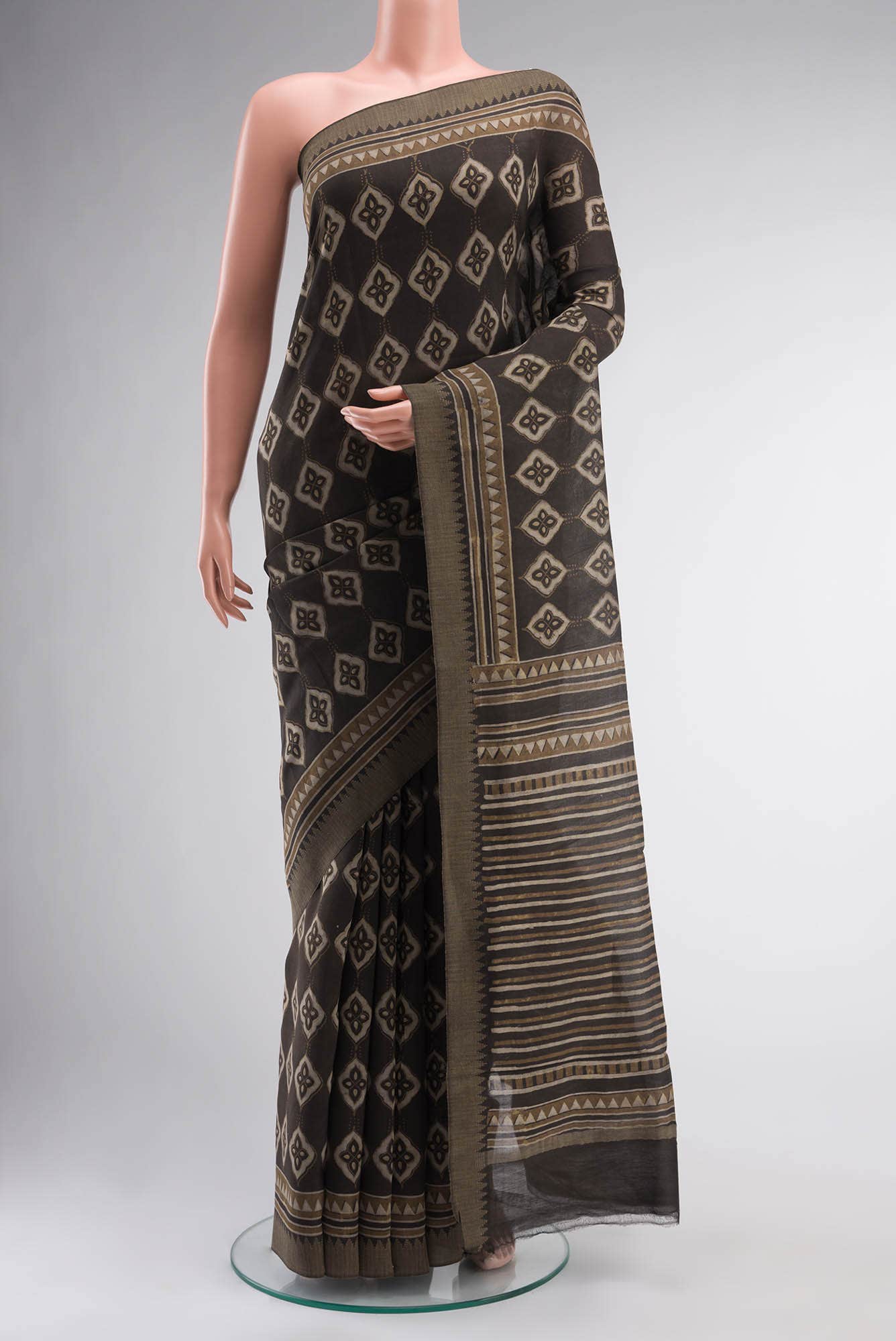 Brown Chanderi Silk Cotton Saree