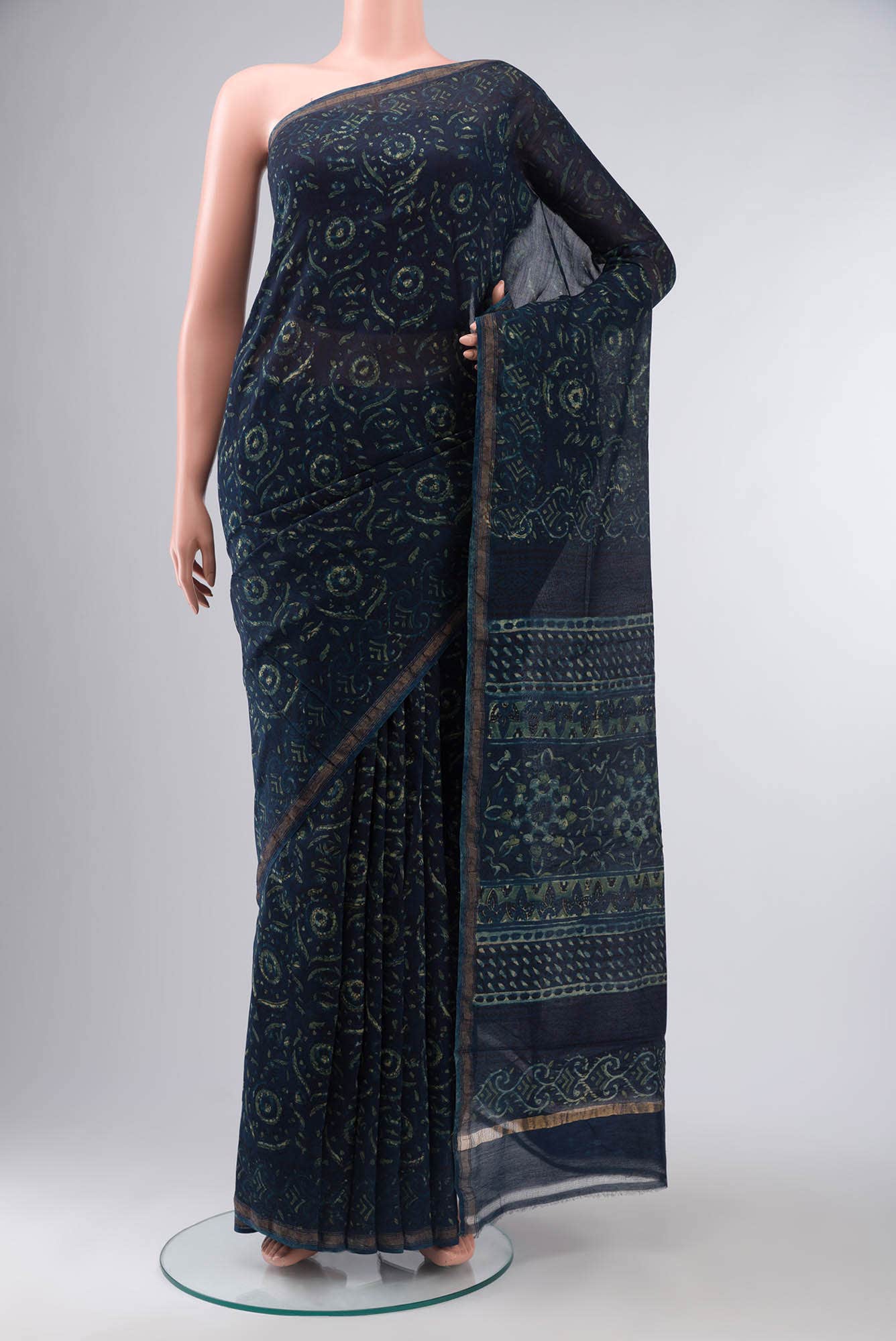 Blue Chanderi Silk Cotton Saree