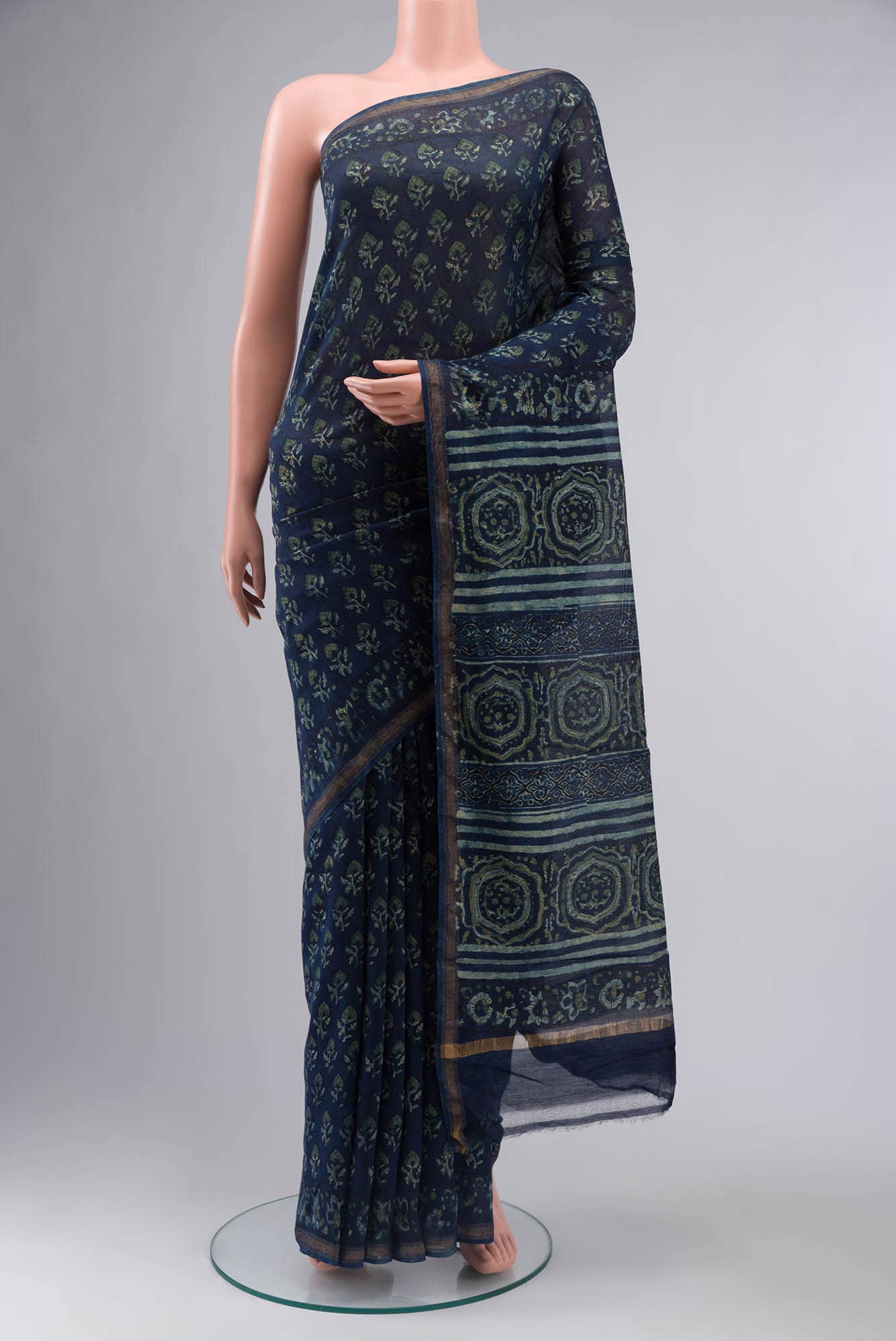 Blue Chanderi Silk Cotton Saree