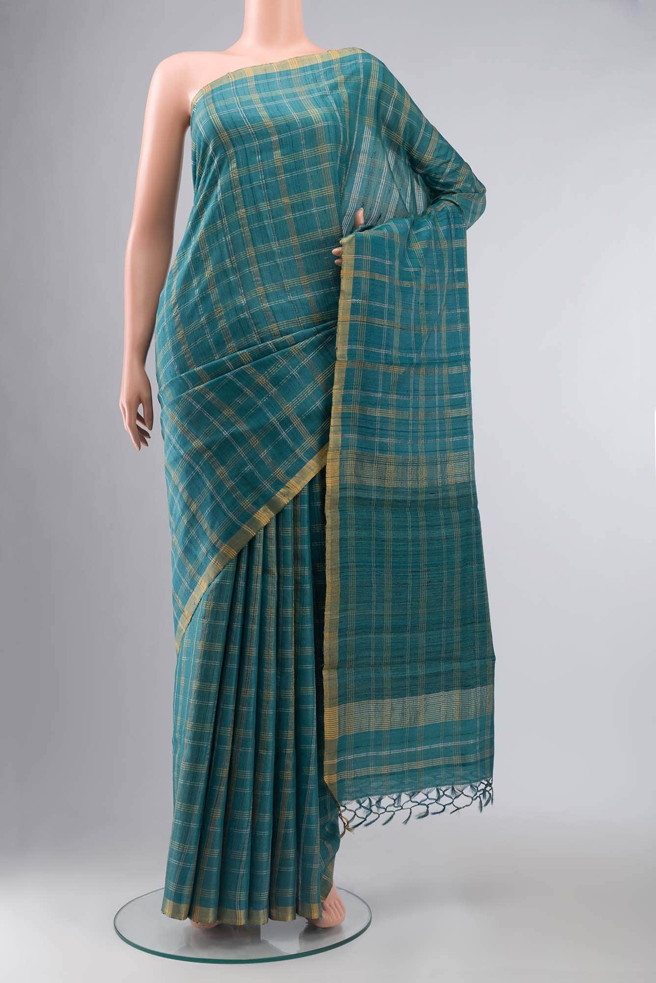 Blue Bhagalpuri Tussar Silk Saree