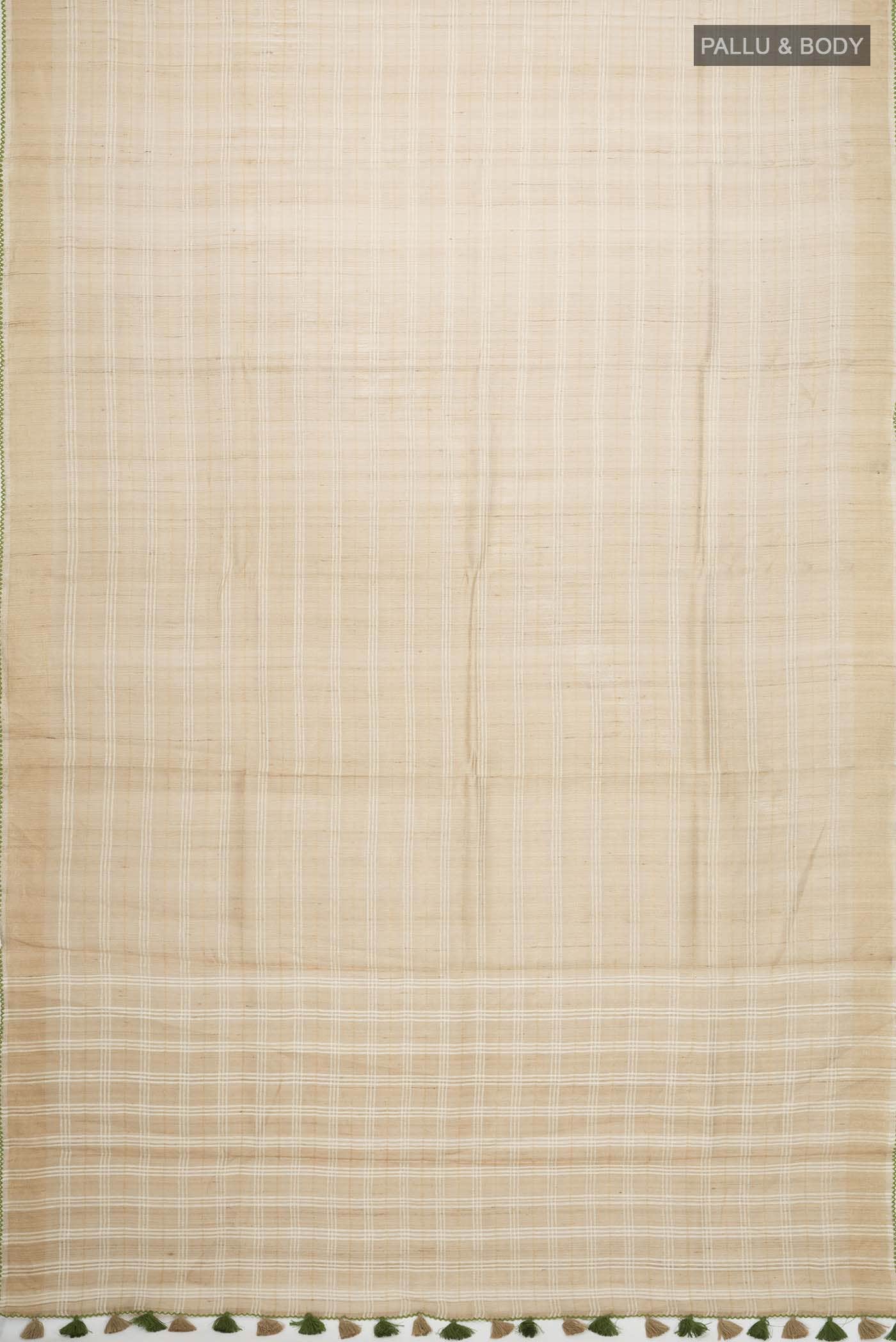 Beige Tussar Silk Saree