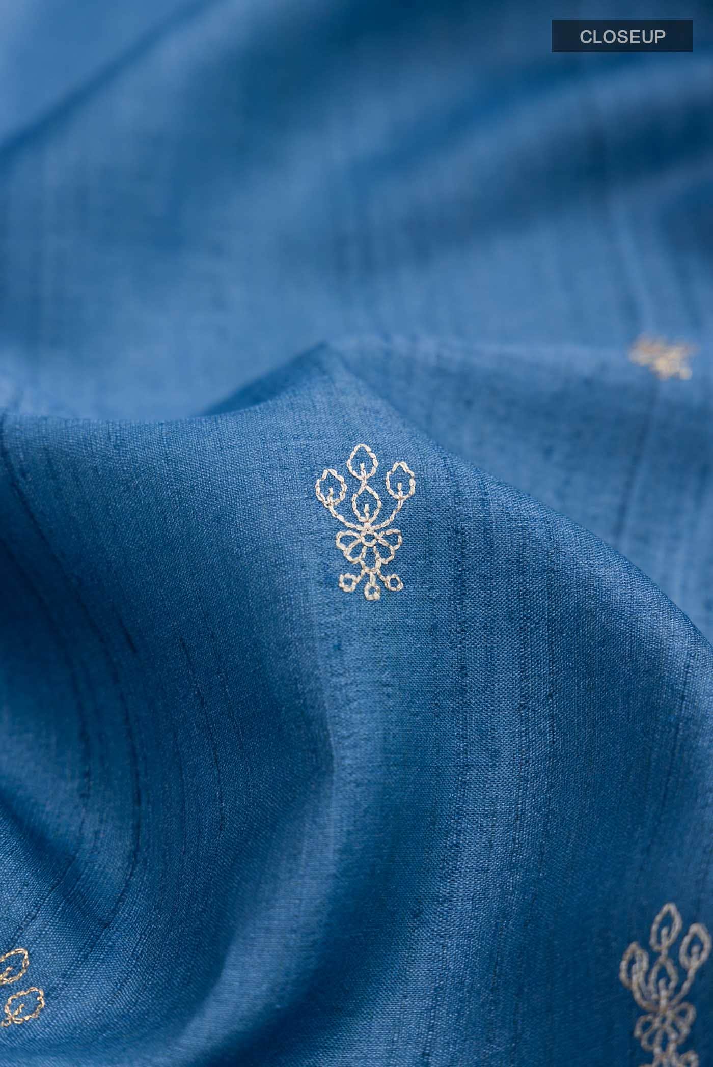 Blue Bhagalpuri Tussar Silk Saree