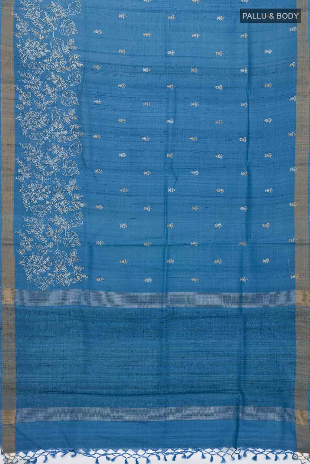 Blue Bhagalpuri Tussar Silk Saree