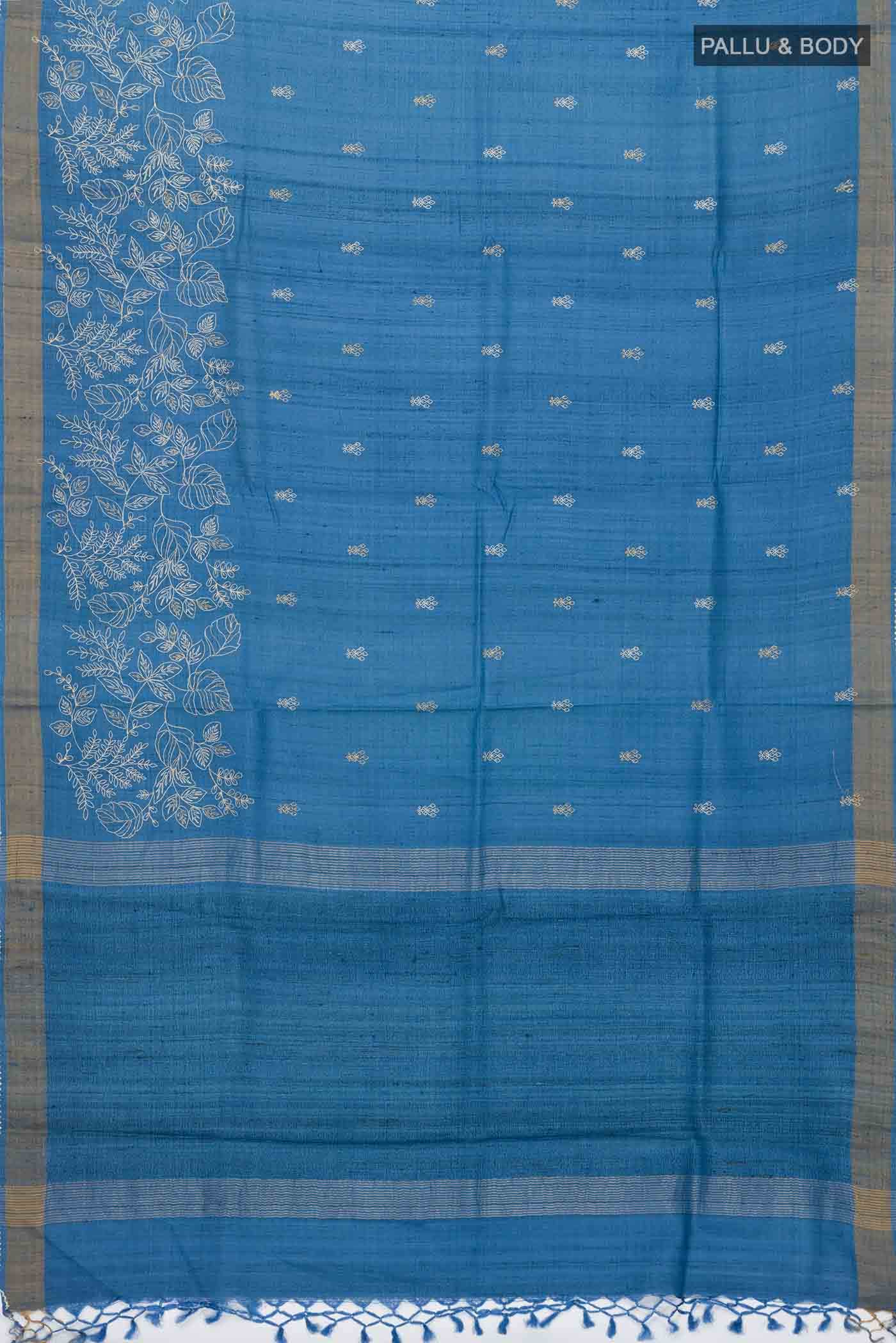 Blue Bhagalpuri Tussar Silk Saree