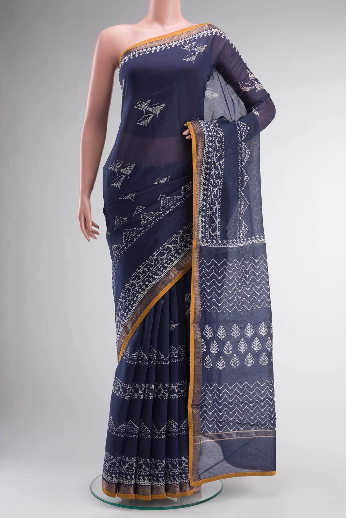 Blue Chanderi Silk Cotton Saree