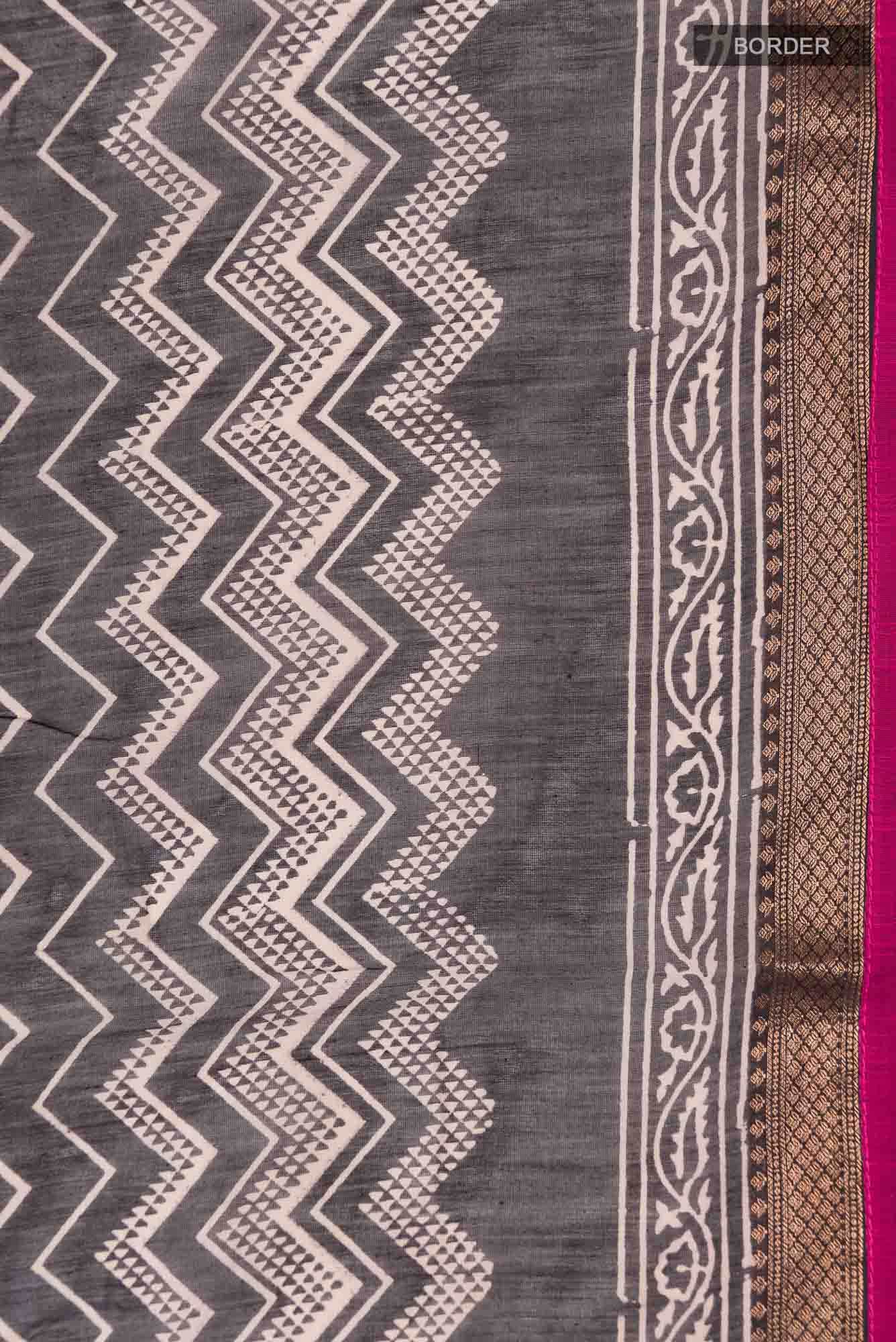 Black Chanderi Silk Cotton Saree