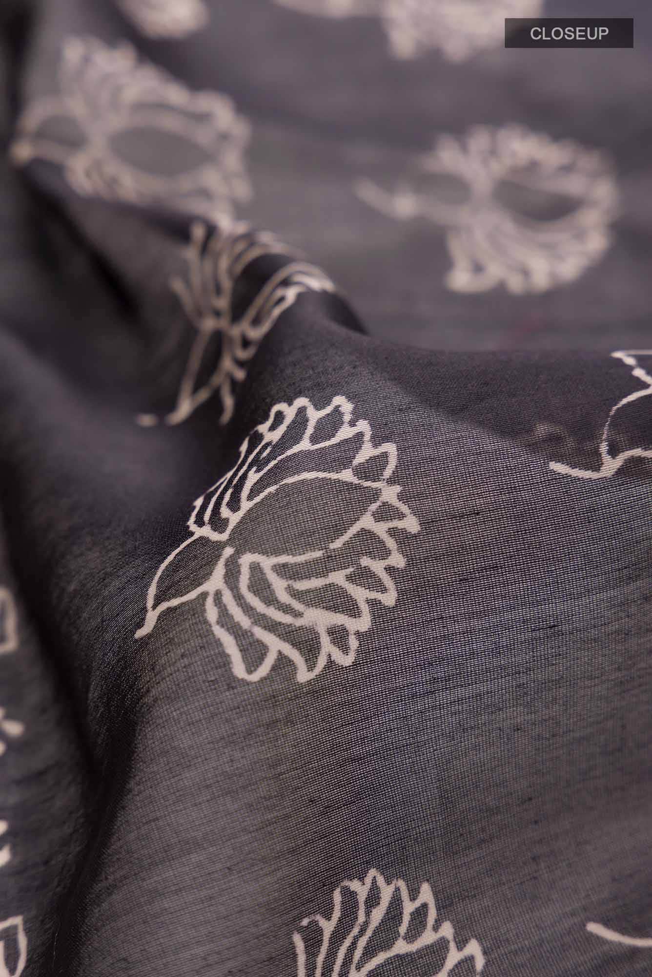 Black Chanderi Silk Cotton Saree