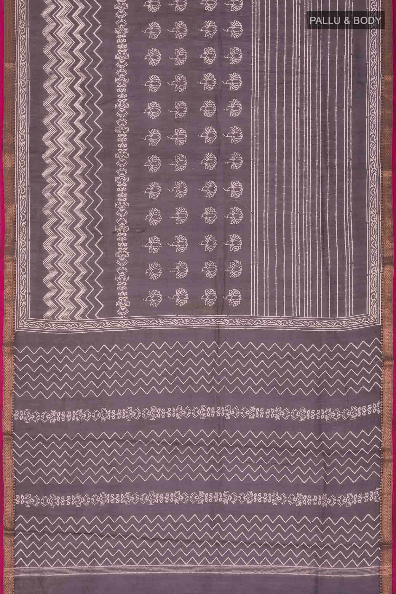 Black Chanderi Silk Cotton Saree