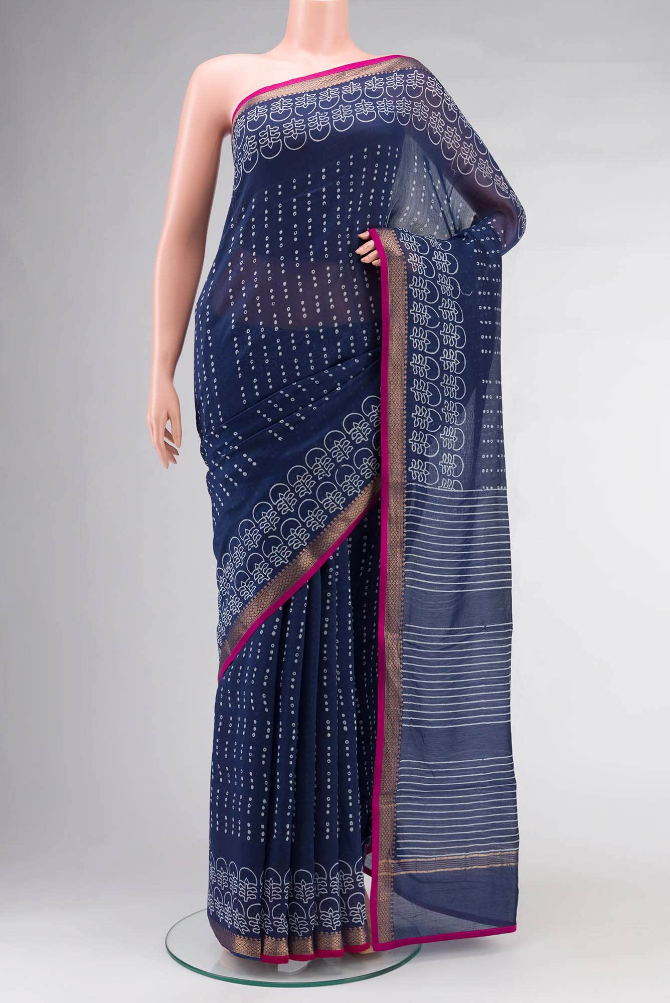Blue Chanderi Silk Cotton Saree