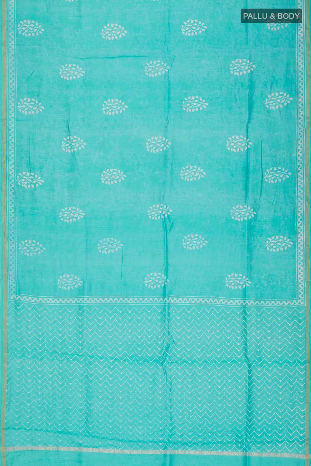Turquoise Chanderi Silk Cotton Saree