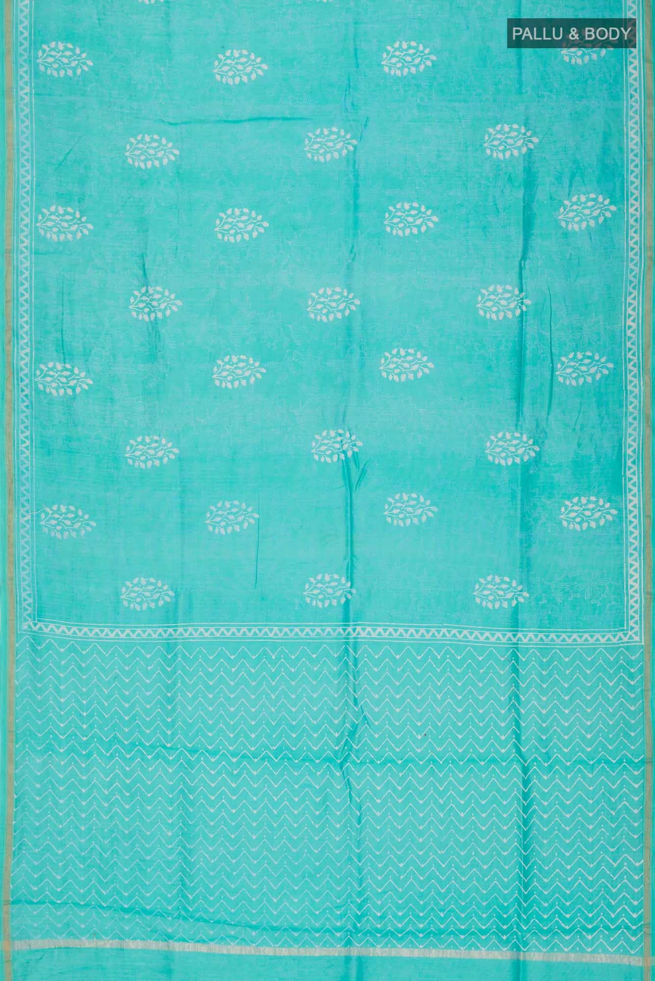 Turquoise Chanderi Silk Cotton Saree