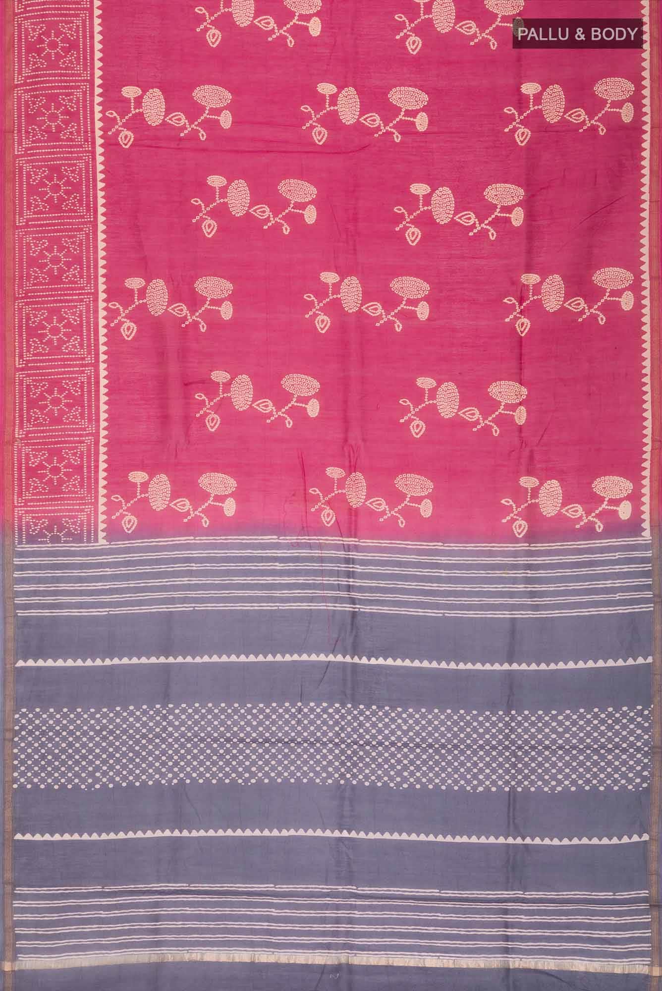 Dark Pink Chanderi Silk Cotton Saree