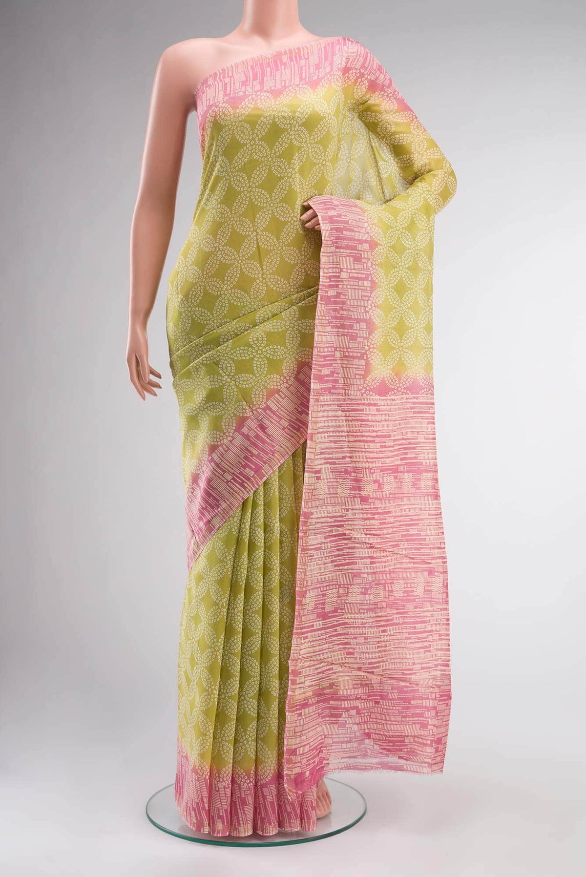 Green Chanderi Silk Cotton Saree