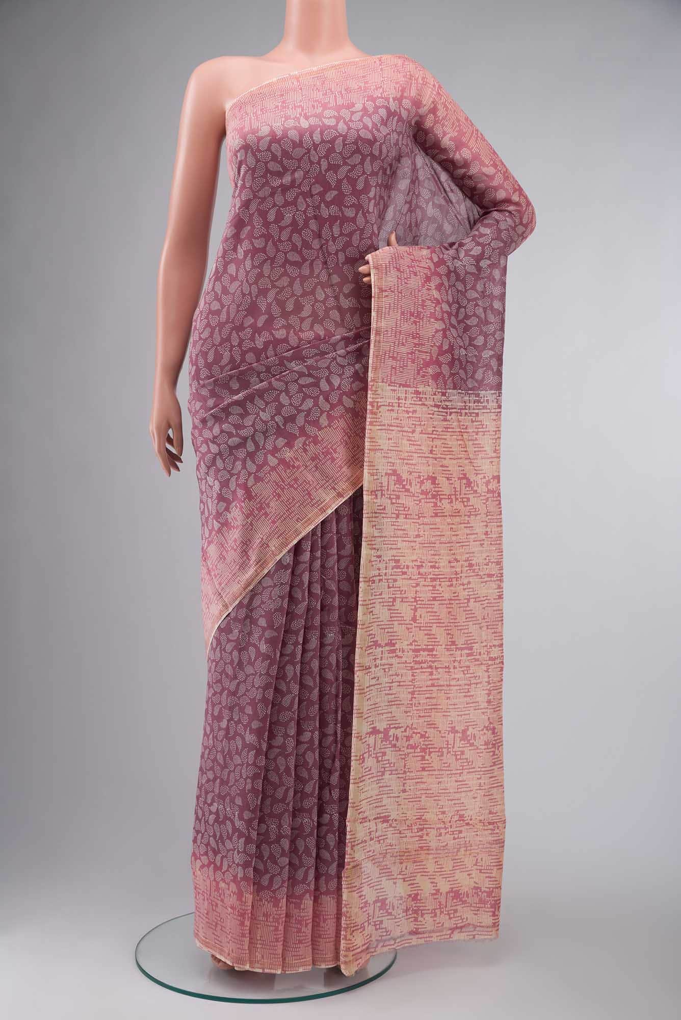 Brown Chanderi Silk Cotton Saree