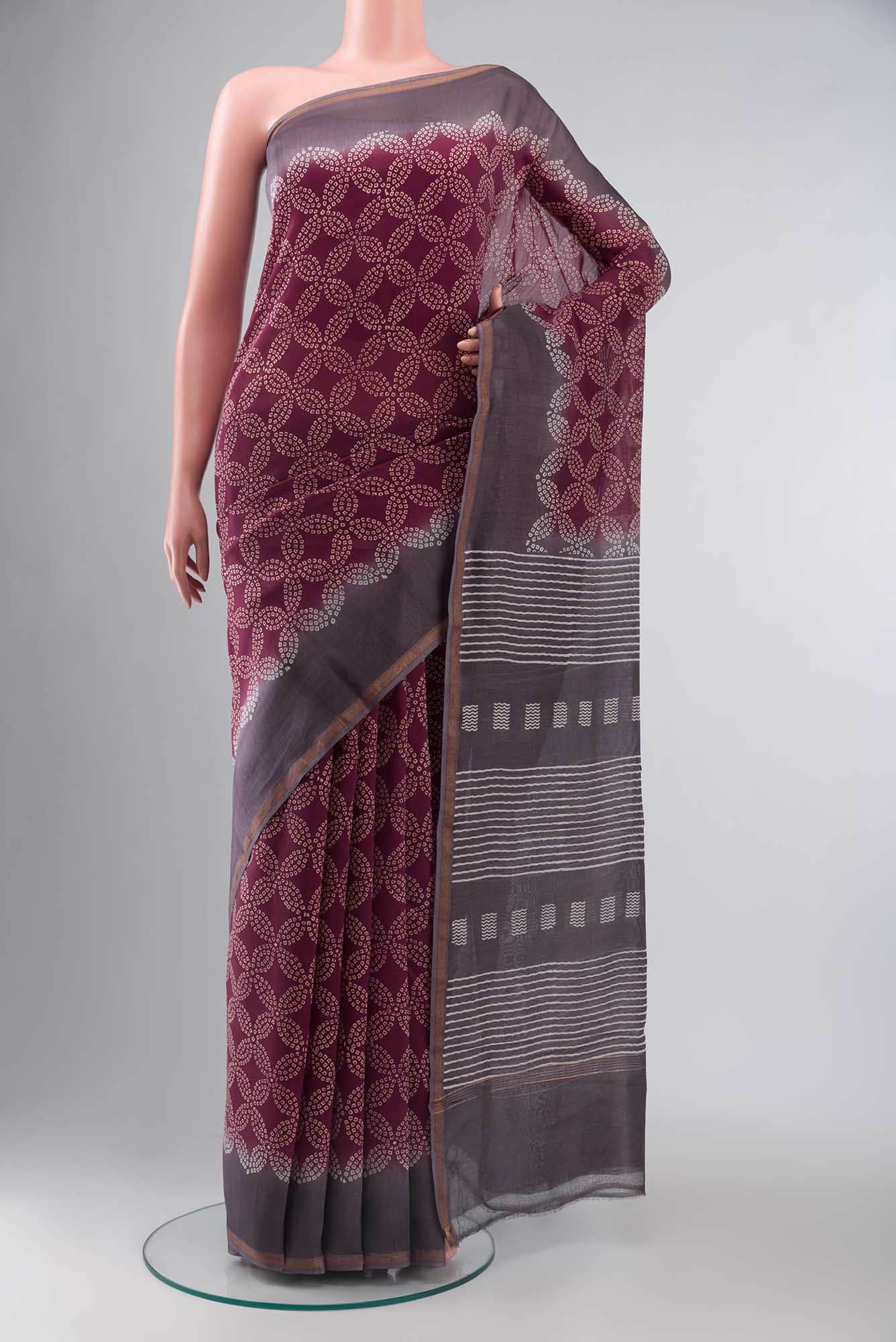 Maroon Chanderi Silk Cotton Saree