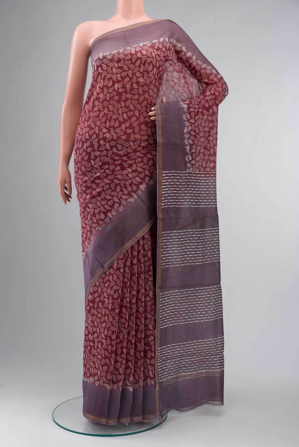 Maroon Chanderi Silk Cotton Saree
