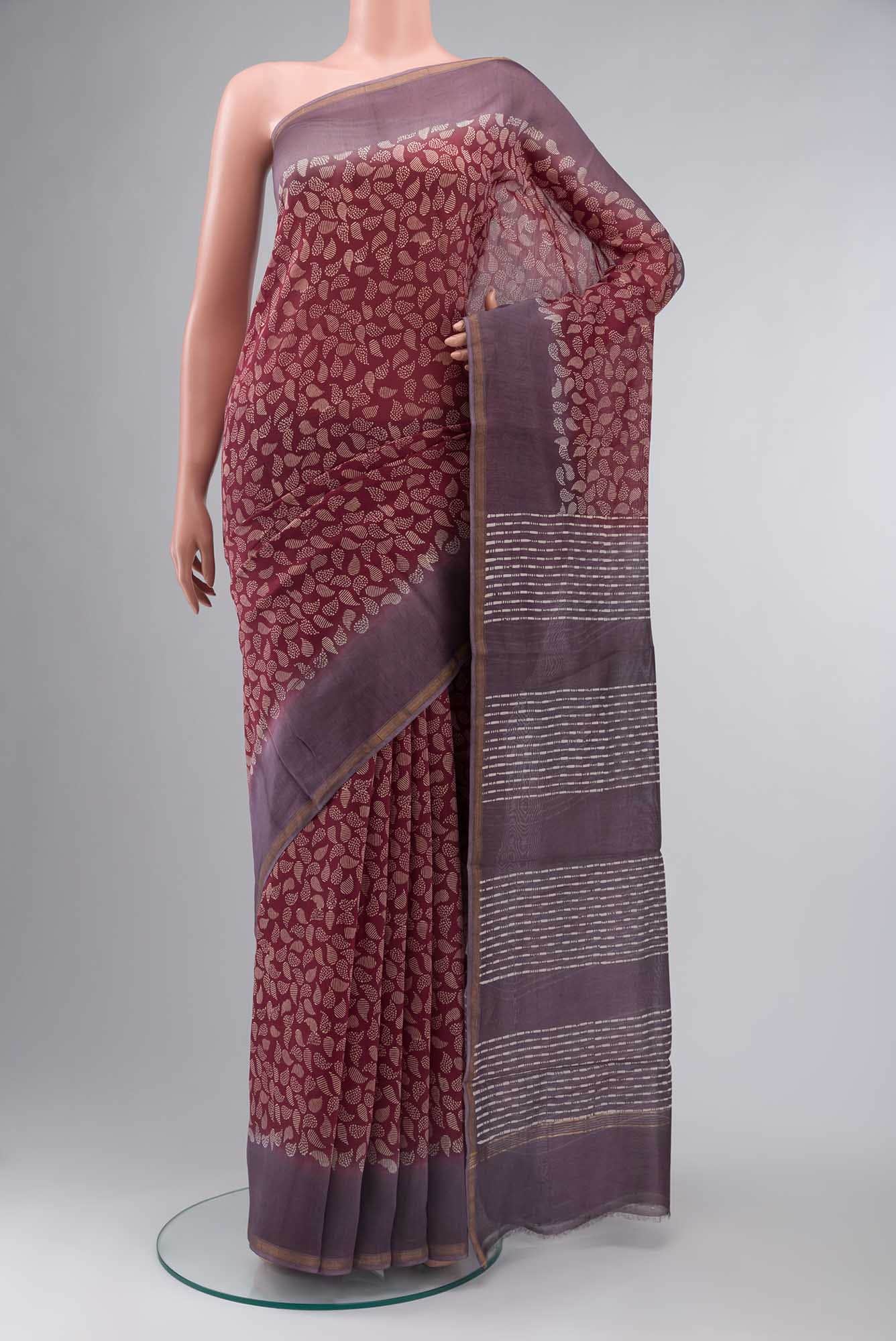 Maroon Chanderi Silk Cotton Saree