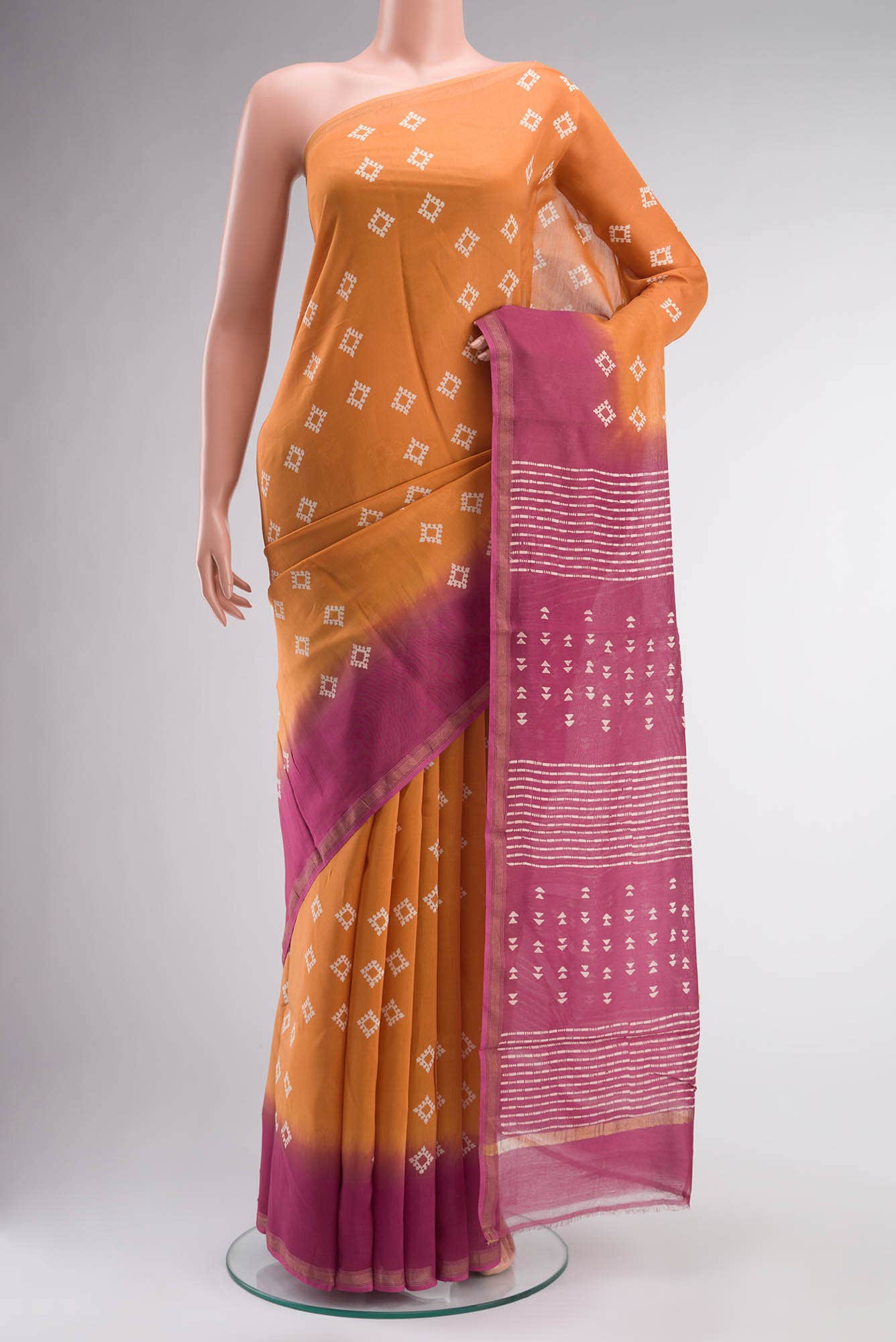 Mustard Chanderi Silk Cotton Saree